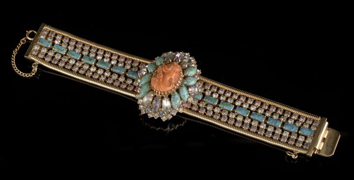 Appraisal: Signed Hobe Costume Bracelet ca early 's with a central