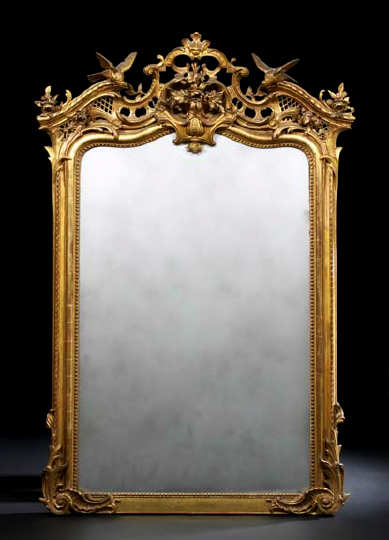 Appraisal: Napoleon III Carved Giltwood and Plaster Rectangular Overmantel Mirror third