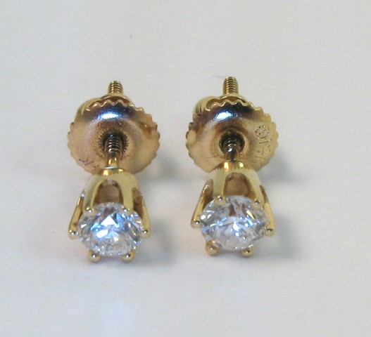 Appraisal: PAIR OF DIAMOND EAR STUDS each k yellow gold and