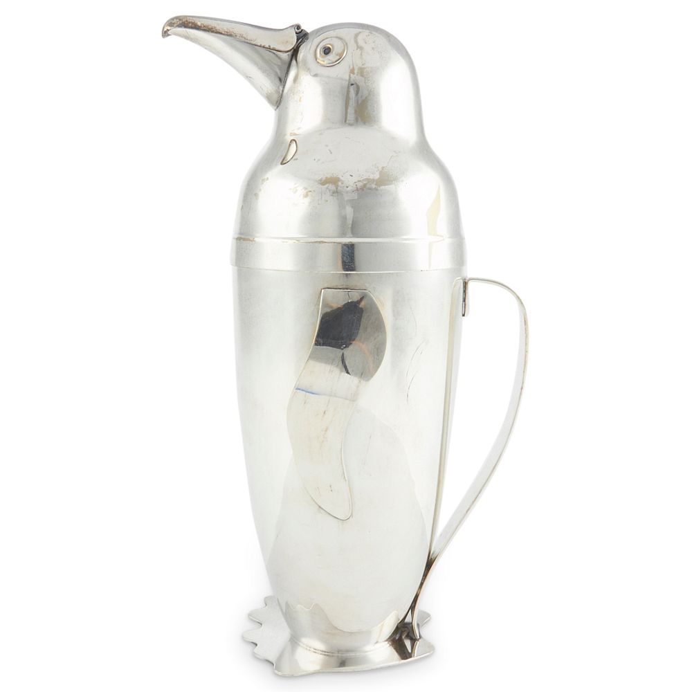 Appraisal: Schuelke Napier Penguin Silver-Plated Cocktail Shaker Emil A Schuelke for