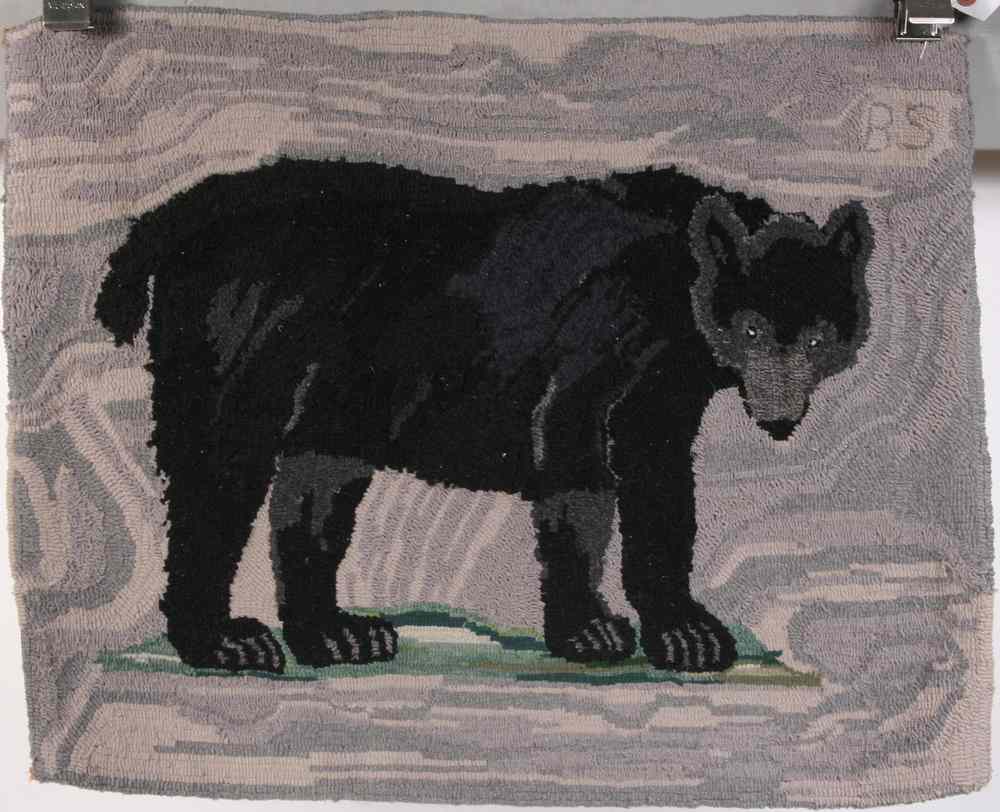 Appraisal: FIGURAL HOOKED RUG - Standing Black Bear by Blanche Mary