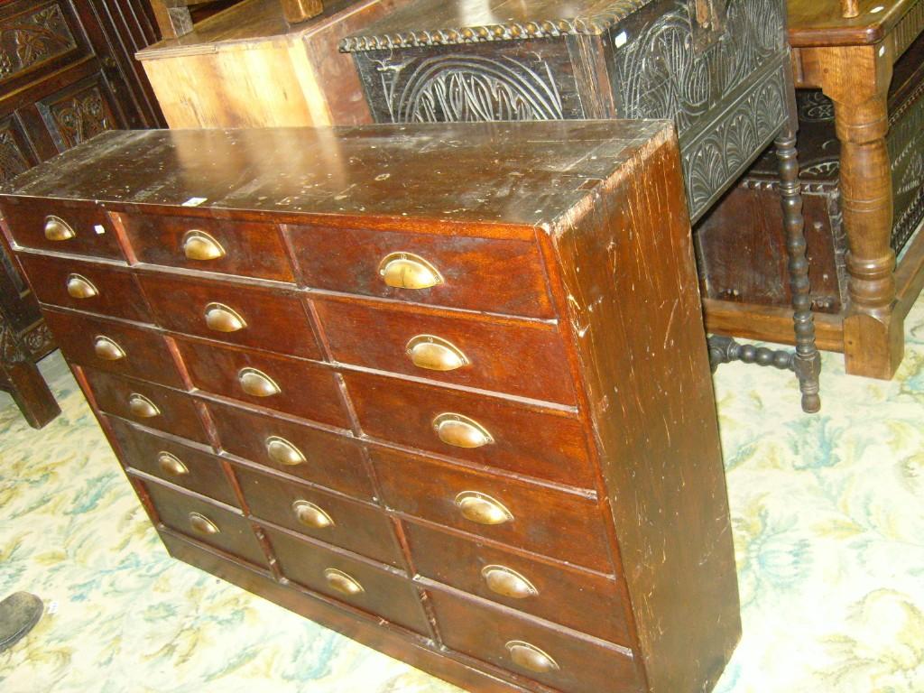 Appraisal: A Victorian mahogany and pine shop office cabinet fitted with