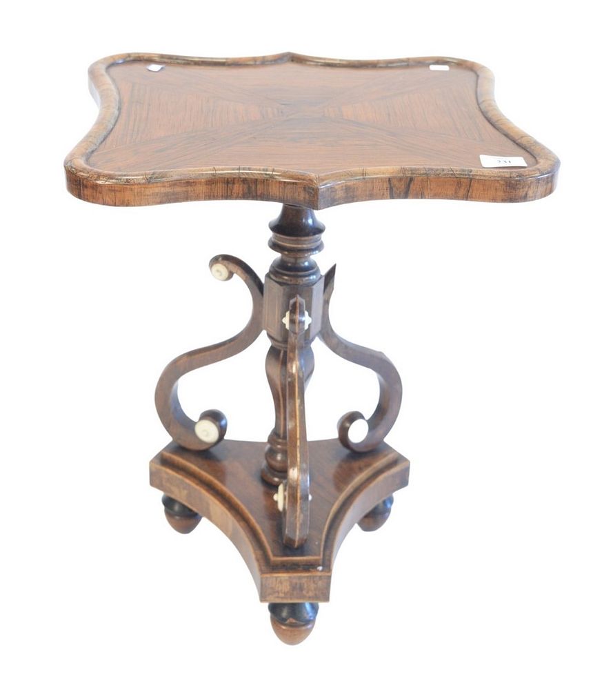 Appraisal: Rosewood Stand with shaped shaft and scroll supports on tripod