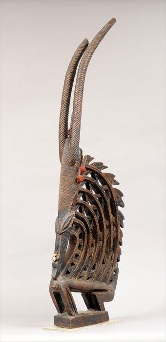 Appraisal: African Polychrome Carved Wood Antelope Headdress Mounted on lucite stand