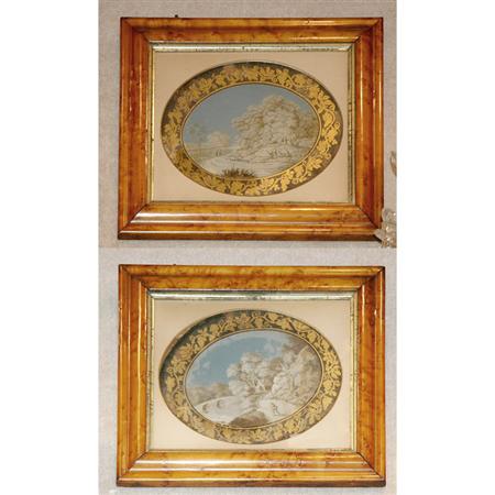 Appraisal: Pair of Continental Reverse Glass Paintings Estimate -