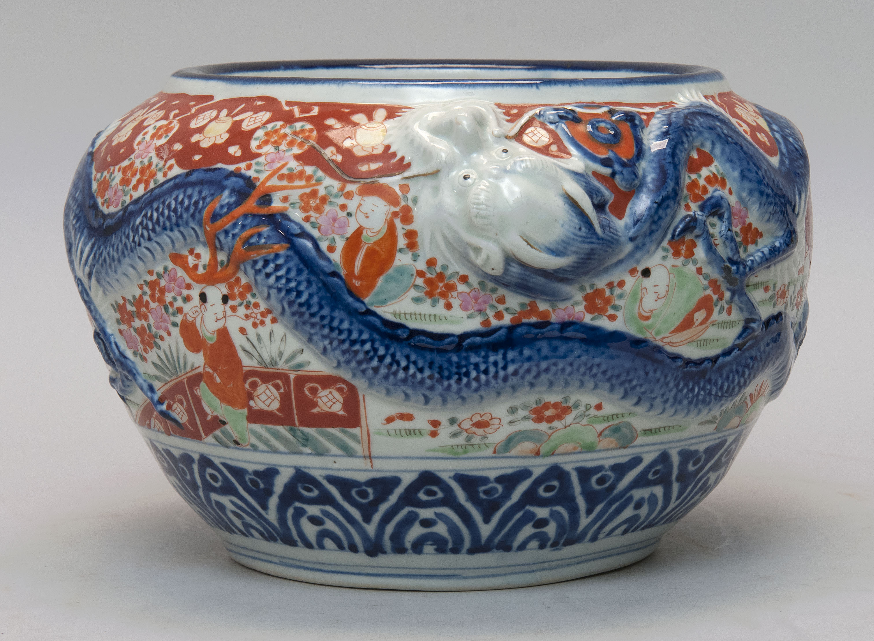 Appraisal: IMARI PORCELAIN JARDINI RE Meiji PeriodIn ovoid form with relief