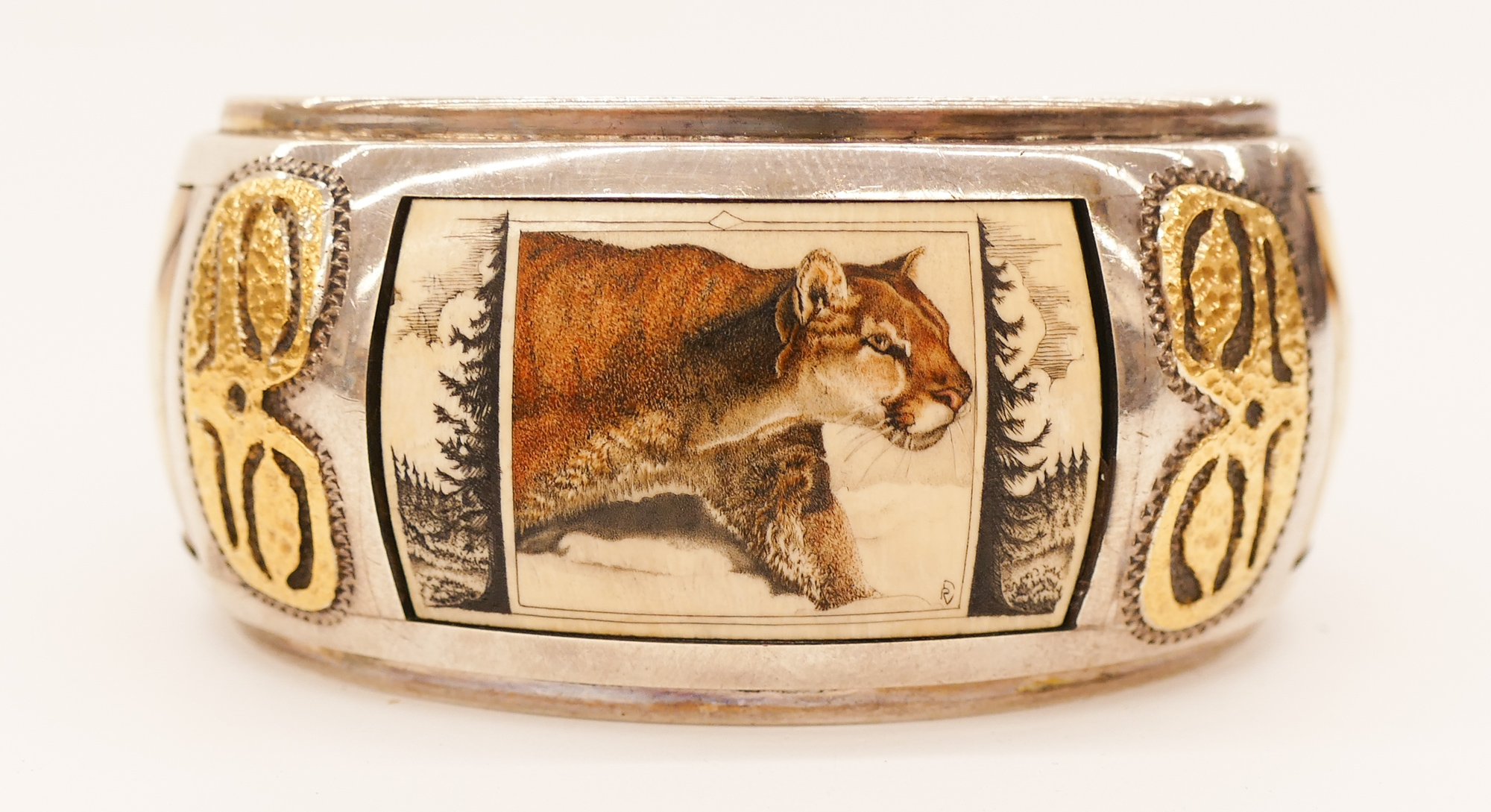 Appraisal: Roger Cash th Cent Alaska ''Cougar'' Scrimshaw k Sterling Bracelet