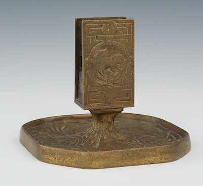 Appraisal: A Tiffany Studios Zodiac Dore Matchbox Holder Marked Tiffany Studios