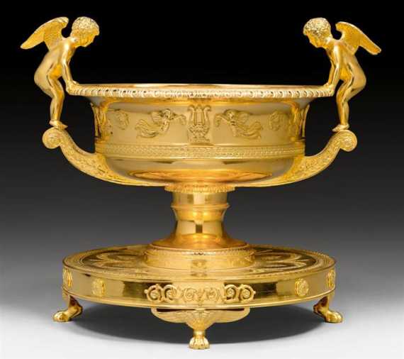 Appraisal: VERMEIL FOOTED BOWL Paris after Odiot Empire style With glass