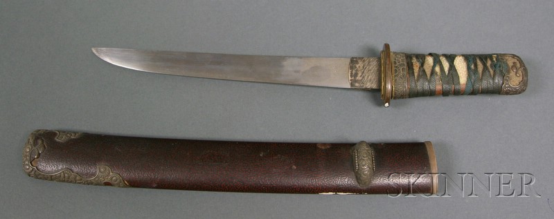 Appraisal: Japanese Sword th century tanto with a blade silver mounts