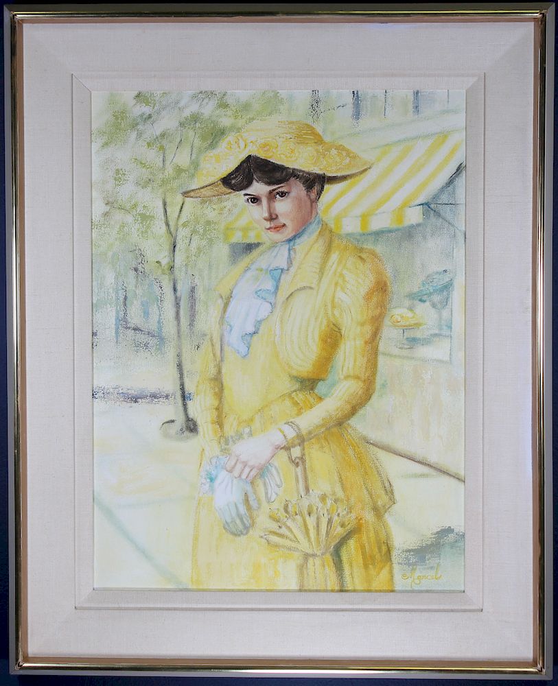 Appraisal: Marcella Nordseth Woman in Yellow Bonnet Marcella Nordseth Vintage Painting