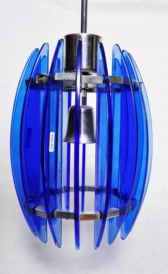 Appraisal: FONTANA ARTE LUSTRE Italy circa Chromed metal and translucent blue