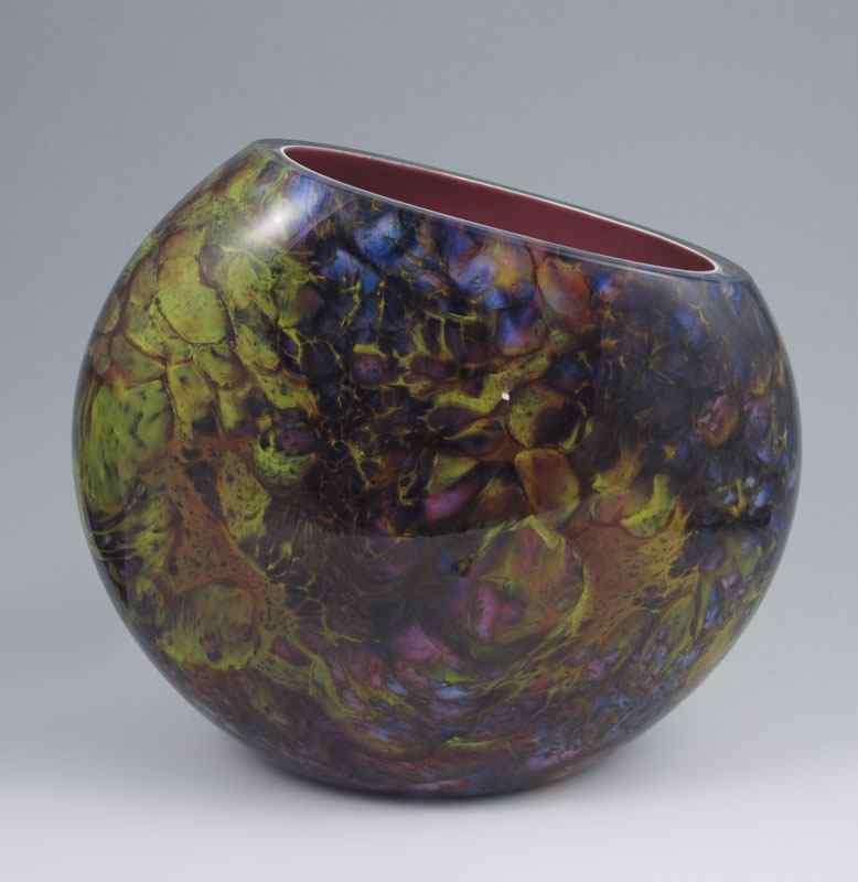 Appraisal: STUDIO ART GLASS VASE Illegible signature Thick walled and layered