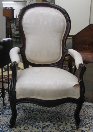 Appraisal: VICTORIAN STYLE MAHOGANY ARMCHAIR Rococo Revival c the molded mahogany