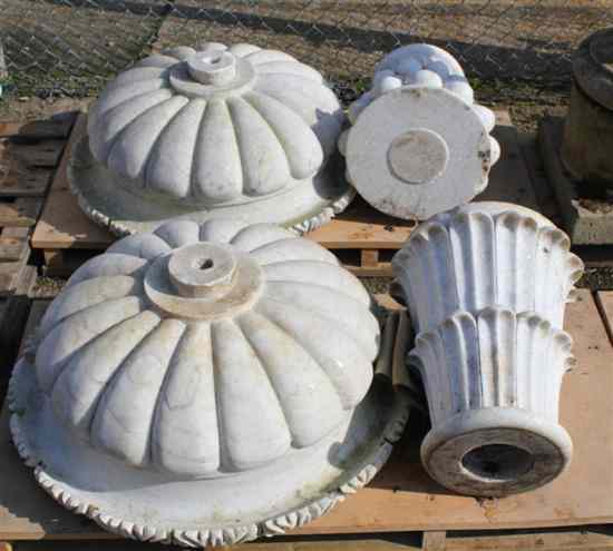 Appraisal: A pair of Indian carved white marble garden urns with