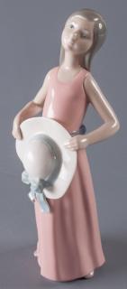 Appraisal: Lladro Dreamer Girl w Straw Hat Figure Stamped to bottom