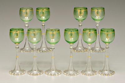 Appraisal: Ten pieces gilt stemware pale green bowls with extensive gilt