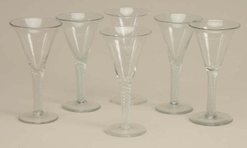 Appraisal: Lot of Colorless Glass Air Twist Wines Description Glassware Size