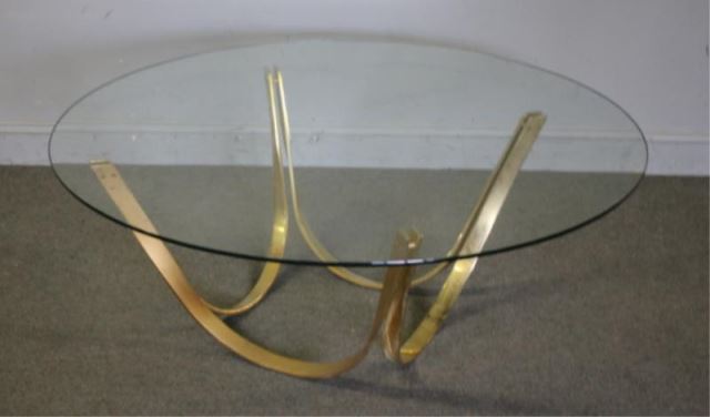 Appraisal: Roger Sprunger for Dunbar Brass Coffee Table Glass top Unmarked