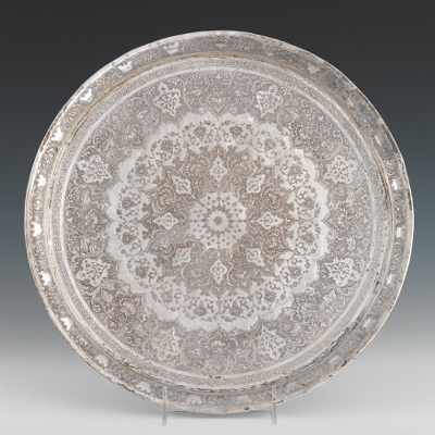 Appraisal: A Persian Silver Tray Engraved silver tray of round form