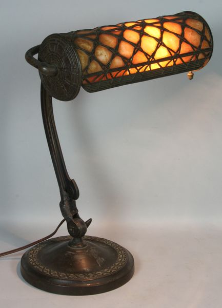 Appraisal: Handel desk lamp having bronze base and bronze white metal