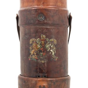 Appraisal: A WWI British Royal Navy Leather Artillery Bucket with an