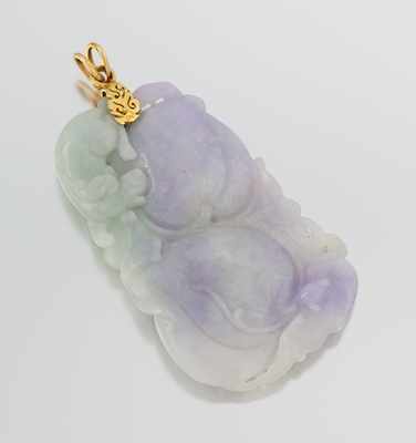 Appraisal: A Chinese Carved Jadeite Pendant k yellow gold bale suspending