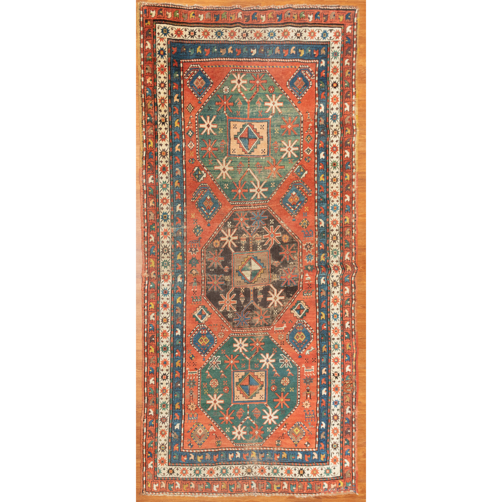 Appraisal: SEMI-ANTIQUE CAUCASIAN RUG X Second quarter- th century hand-knotted wool