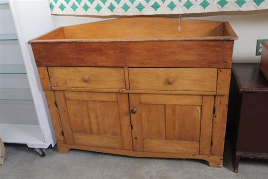 Appraisal: DRY SINK Pine with an arched back and two drawers