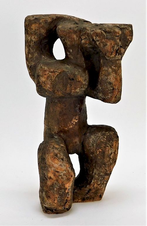 Appraisal: Modernist Abstract Terracotta Sculpture of a Woman United States th