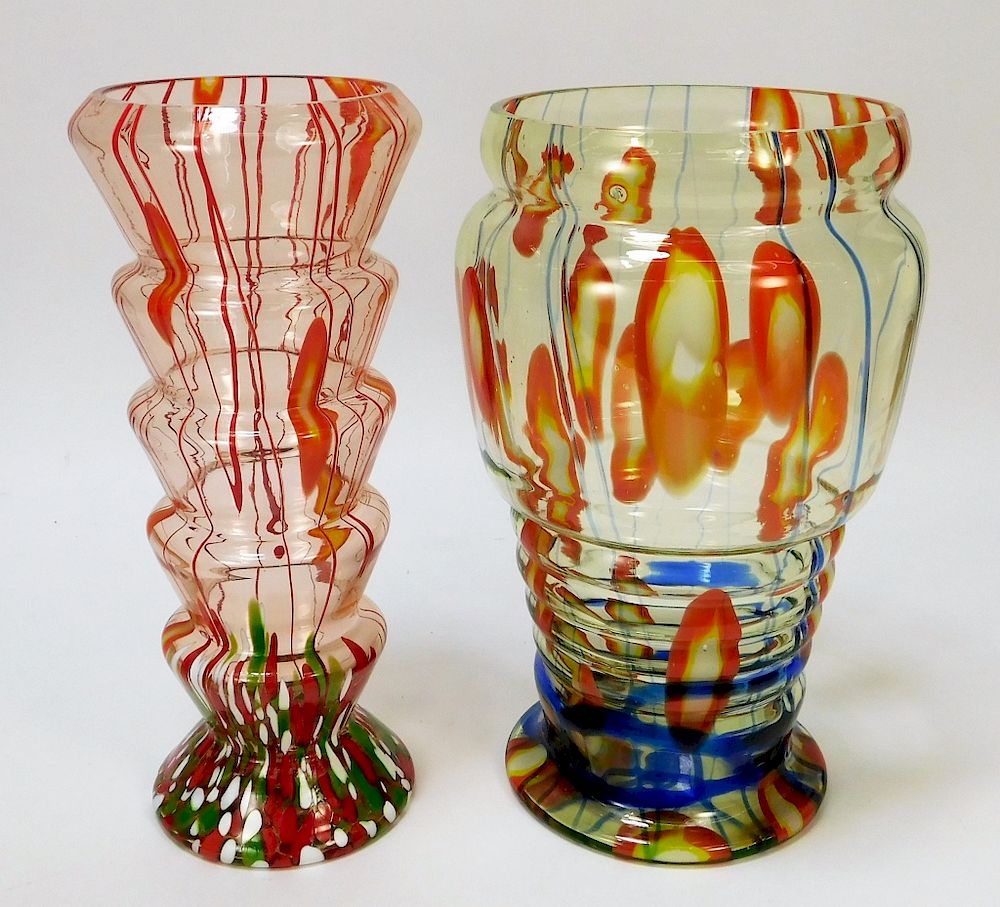 Appraisal: PC Kralik Lines and Canes Bohemian Art Glass Bohemia th