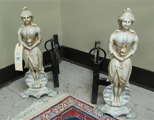 Appraisal: PAIR OF FIGURAL ANDIRONS American early th century each the