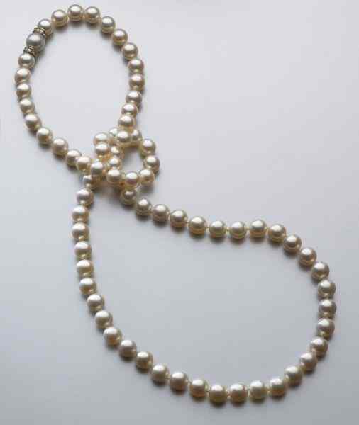 Appraisal: K gold dia and - mm Akoya pearl necklacefeaturing round