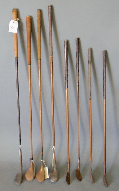 Appraisal: Eight wooden shaft golf clubs incl Eureka putter