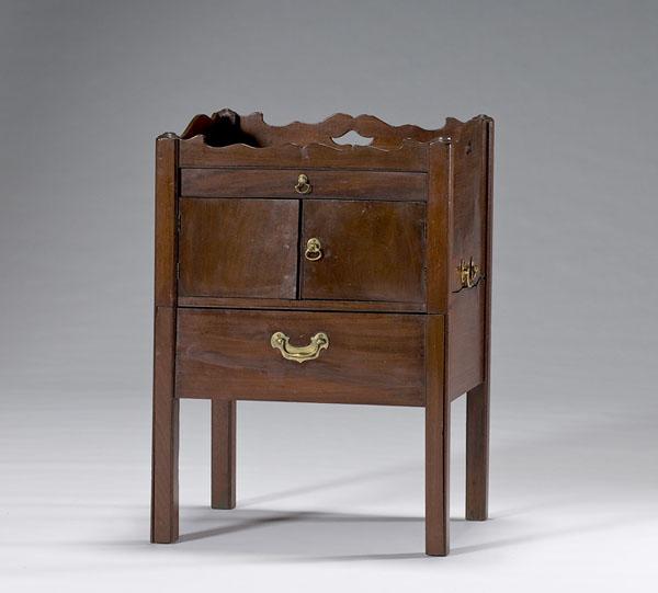 Appraisal: ENGLISH MAHOGANY COMMODE STAND th century One drawer over two