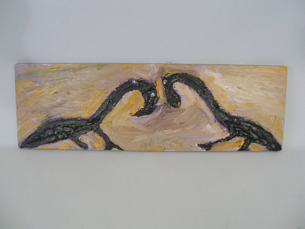 Appraisal: Clyde Jones NC b Flamingo Board acrylic on found wood