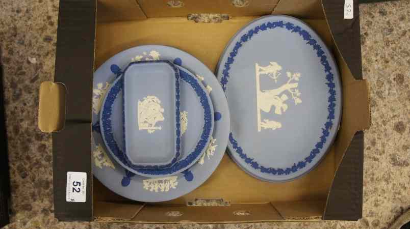 Appraisal: Tray comprising Wedgwood Tri-Colour Jasperware to include Oval Plaque Plates