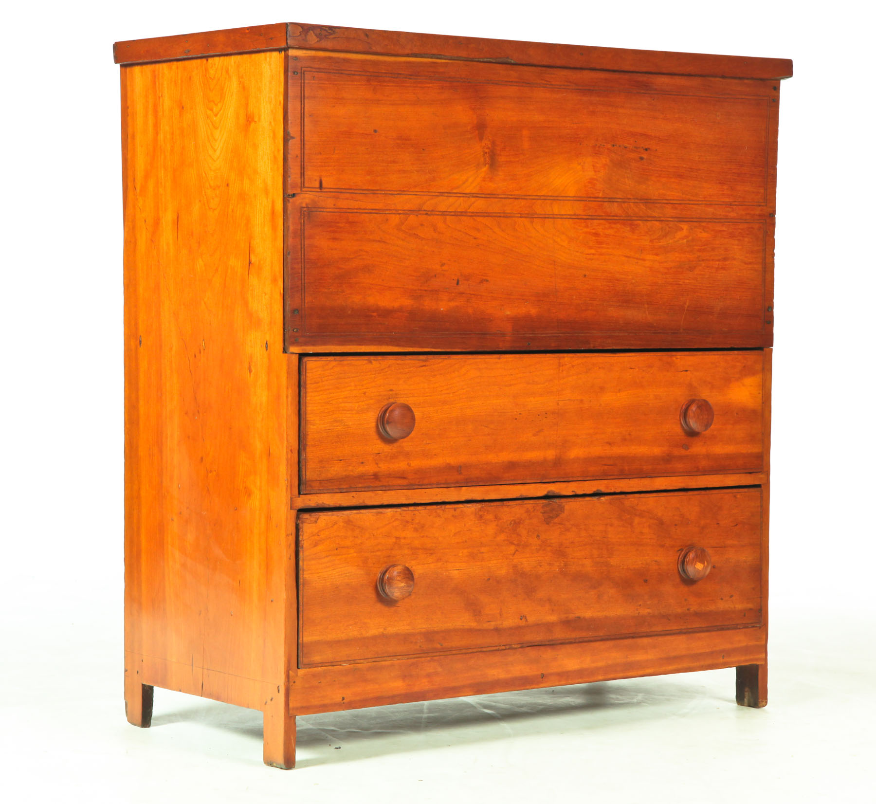 Appraisal: MULE CHEST New England th century cherry and poplar Two