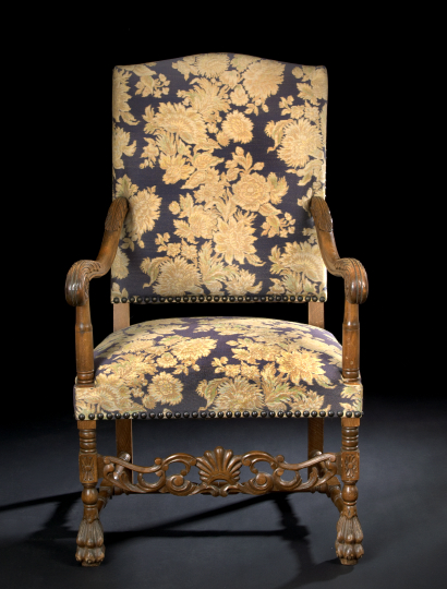 Appraisal: Regence-Style Fruitwood Fauteuil third quarter th century the slightly domed