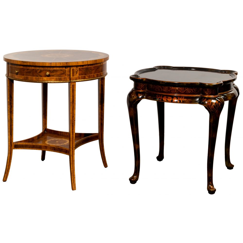 Appraisal: MAITLAND-SMITH SIDE TABLES items including an inlaid -legged drum table