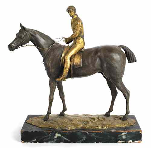 Appraisal: Continental gilt and patinated white metal sculpture of a horse