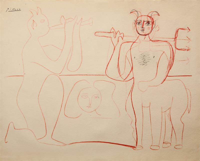 Appraisal: AFTER PABLO PICASSO - CENTAUR AND BACCANTE Offset lithograph in