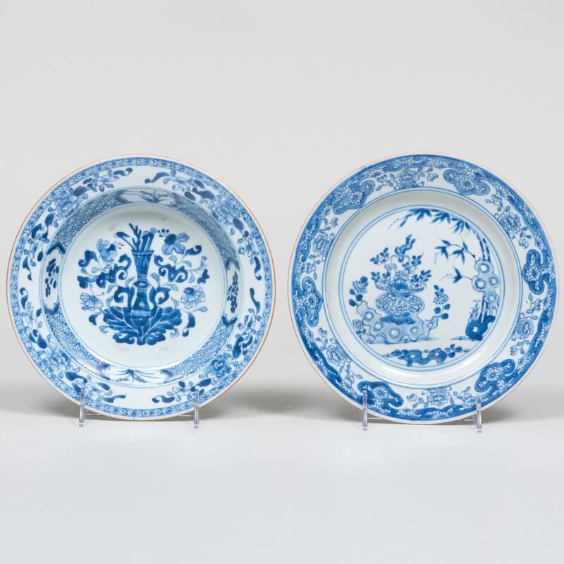 Appraisal: Chinese Export Blue and White Porcelain Plate and a Soup