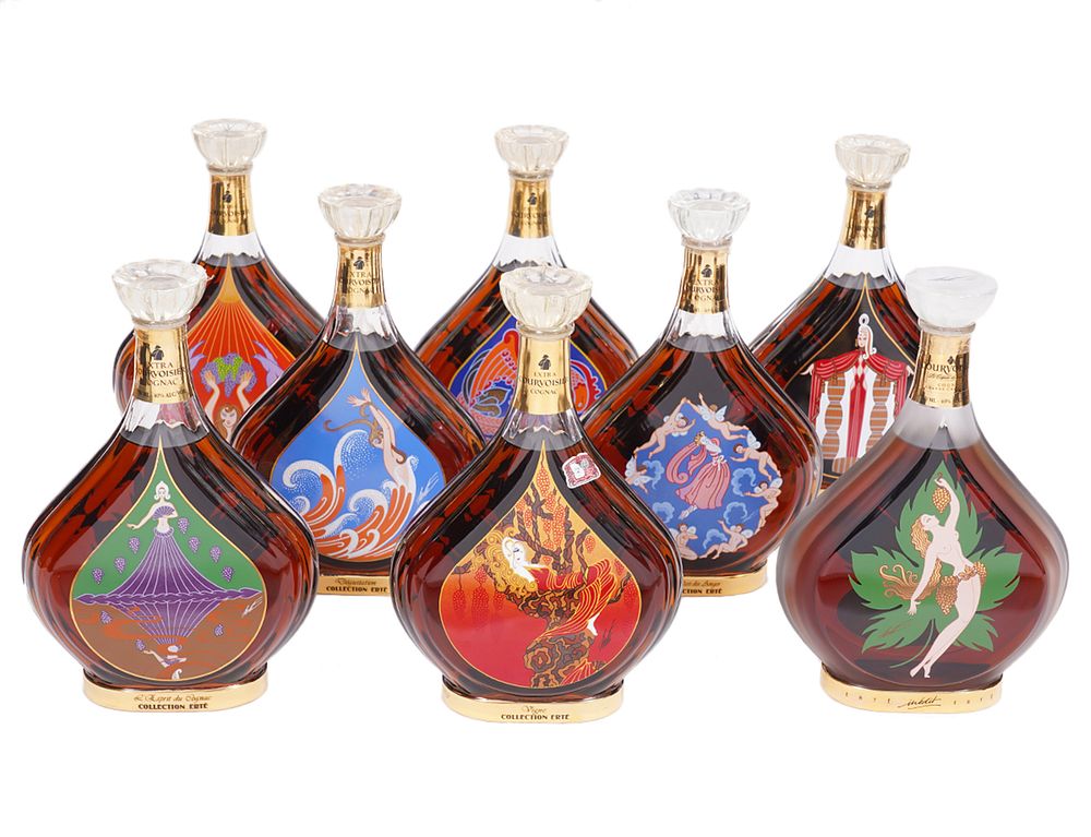 Appraisal: Erte Grande Champagne Cognac Bottles Romain de Tirtoff Russia -