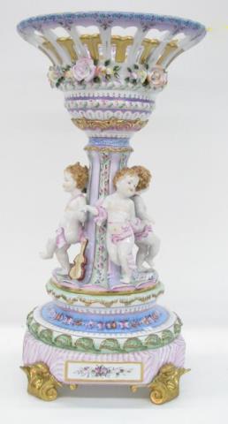 Appraisal: A Dresden porcelain figural centerpiece urn late th century reproduction