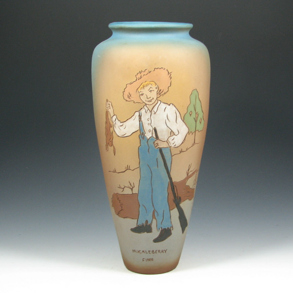 Appraisal: Rozart Twainware Vase w Huck Finn - Mint Rozart Twainware