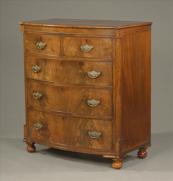 Appraisal: A Victorian figured mahogany chest of drawers circa - the