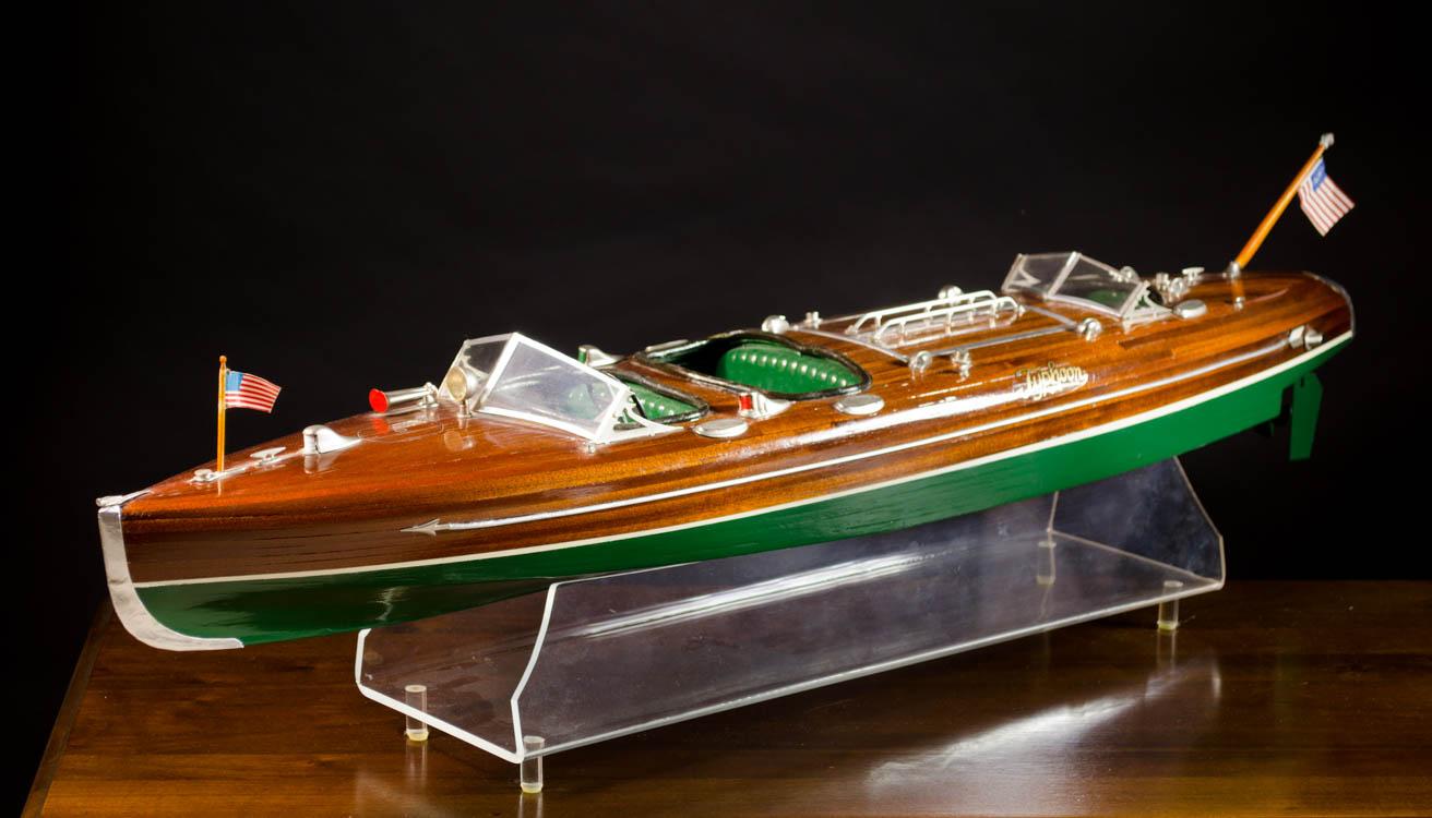 Appraisal: HAND CRAFTED WOOD BOAT MODEL Typhoon a torpedo stern three