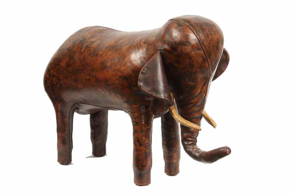 Appraisal: LEATHER ELEPHANT - Figure of Standing Elephant in stuffed leather