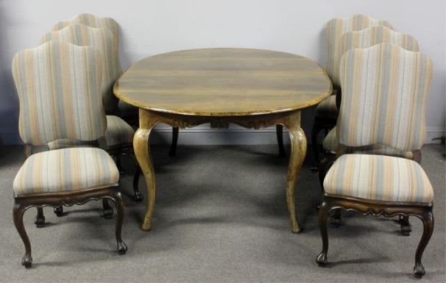 Appraisal: Fine Quality French Provincial Style Dining Set Includes upholstered high